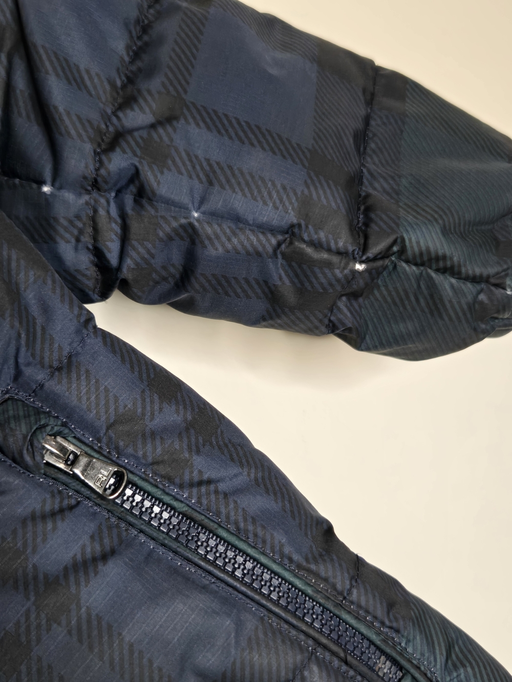 Polo Ralph Lauren Toddler Down Puffer Jacket Hooded Plaid Navy Green 4T - Picture 8 of 12